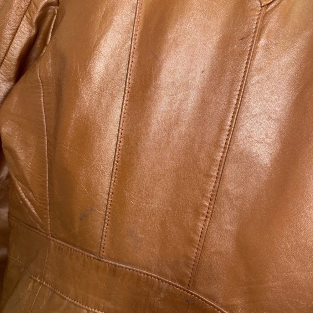 Vintage Imperial Brown Leather Coat Men’s Size 40L Made in Korea Faux Fur - Picture 7 of 7